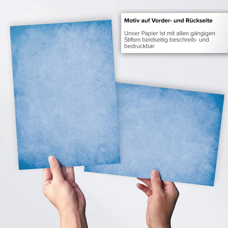 50 Sheets Letter Paper (A4) Vintage Retro Blue Design Paper
