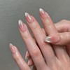 SXVME Cat Eye Ombre Pink Press on Nails Almond Shape,