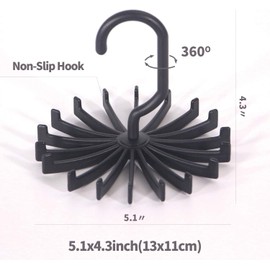 4 Pack Rotating Tie Rack Hangers - Closet Organizer Hooks for Men, Easy Installation, Non-Slip Arm, Space-Saving Tie Holder