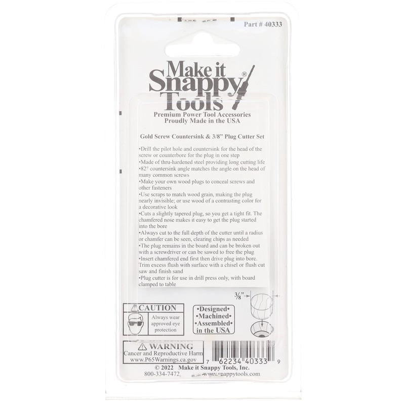 Snappy Tools Quick-Change 2-Pc. Countersink Drill Bit Set with 3/8