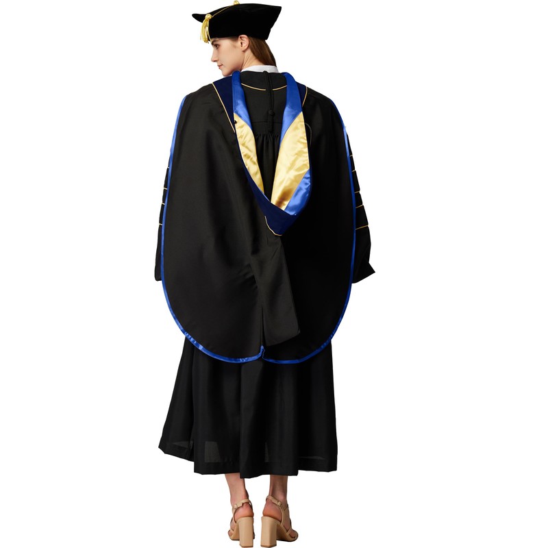 MyGradDay Deluxe Graduation Doctoral Hood with Gold Piping,Available Customization