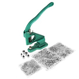 Hand Press Grommet Machine, Heavy Duty Grommet Eyelet Rivet Press Machine Industrial Table Mount Hole Punch Tool Kit with 3 Dies and 1500 Grommets for DIY Craft