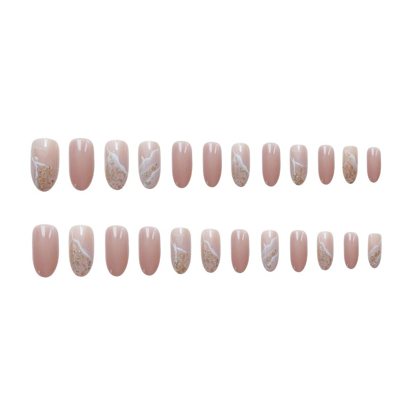 Set of 24 nail tips, with a glossy nude pink
