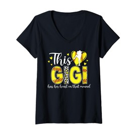 Womens On That Mound Softball Pitcher Gigi of A Softball Pitcher V-Neck T-Shirt