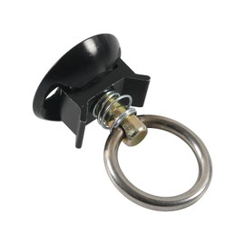 Baoblaze Round Tie Down Anchor Point Kit with Round Ring Easy to Install L Track Tie Down System for Trailer Lawnmower Snowmobile, Black