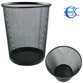 EUROXANTY® Wastepaper Bin | Office Dustbin | Round Bin | Waste Bin | Office Waste Basket | Black | Metal Mesh