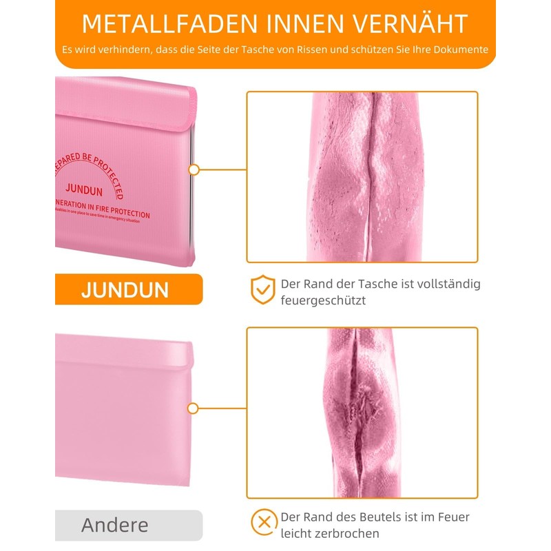 JUNDUN Fireproof Document Bag with 5200°F Heat Insulation, 36 x