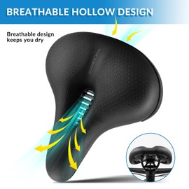 ROCKBROS Bicycle Saddle 50mm Memory Foam Comfortable Bicycle Seat for Women Men Hollow Ergonomic Bike Saddle Cushion Breathable Waterproof for MTB, Road Bike, City Bike, Folding Bike 3 Types