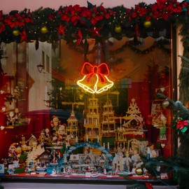 KANAYA Jingle Bell Christmas Neon Sign, Christmas LED Sign USB Powered, Neon Christmas Lights Bell Wall Window Decoration, for Kids' Room Bedroom Home Party