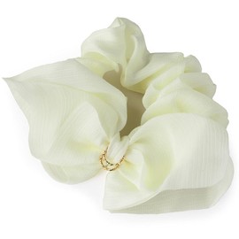 JewelVOX Women's Scrunchie Hair Elastic Ribbon Motif (Navy)