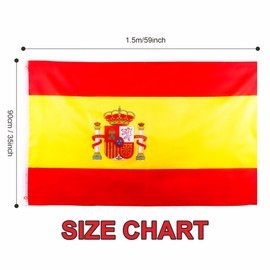 5x3ft Large Spain Flag España Flag with Eyelets, Big Spanish Flag for Euro Football Cup Oly Games 2024 Sports Events Fans Parade Bar Garden Indoor Outdoor Party Decorations