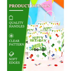 Roselush 16 Pcs Garbage Truck Birthday Goodie Bag,Garbage Trash Truck Bday Gift Snacks Treat Candy Party Favors Bags for Waste Management Recycling Theme Birthday Party Decorations Supplies