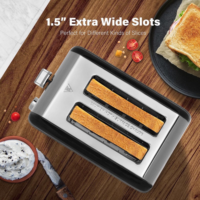 YSSOA 2-Slice Toaster, 5 Browning Setting and 3 Function: Bagel/Defrost/Cancel,