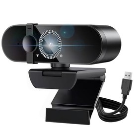 Webcam Cámara Web Full HD 1080p 30fps con Micrófono Integrado - Webcam con Cover-Plug and Play USB para PC/Mac/Portátiles - Ideal para Clases Online, 