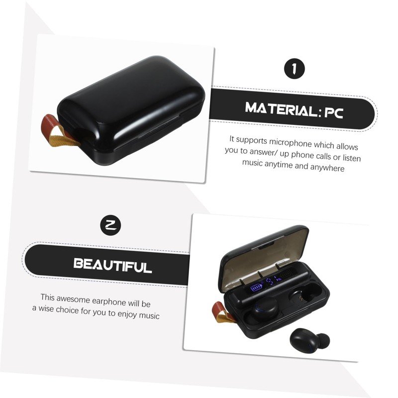 LABRIMP 1 Pair Wireless Stereo Earphones with Digital Display Ergonomic