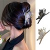 Jascatin 2pcs Metal Angel Butterfly Claw Irregular Rhinestone Shark Clamp