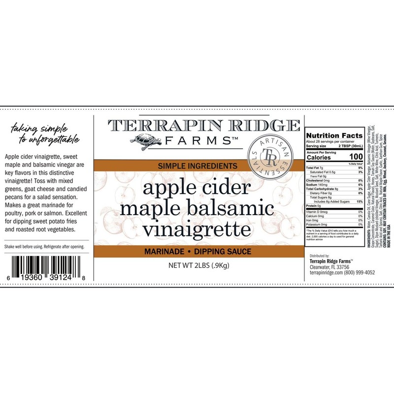 Terrapin Ridge Farms Apple Cider Maple Balsamic Vinaigrette Salad Dressing
