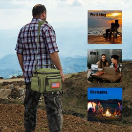 Lunch Box for Men, Tactical Lunch Bag MOLLE Webbing Leakproof Insulated Large Lunch Cooler Women Adult Meal with Adjustable Shoulder Strap Durable Lunch Pail (Green)