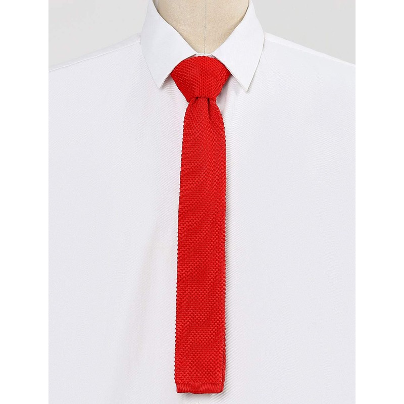 Allegra K Knit Tie, Narrow Tie, Solid Color, Men's, Washable,