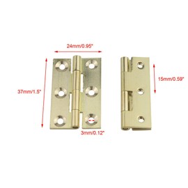 Semetall Shiny Gold Door Hinge 10 Pack 1.5 Inch Solid Brass Butt Hinges Heavy Duty Cabinet Door Hinges with Screws for Door Furniture Cupboard Box Case(37mmx24mm)