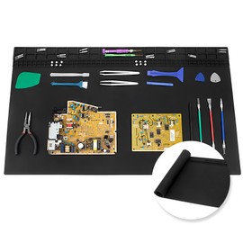 Extra Large Soldering Mat, 27.6''x15.7'' Oversized 932°F Heat Resistant Silicone Repair Mat for Electronics Phone Laptop Repair, BGA Soldering Gun Iron (Black