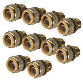 PROCURU 10-Pack 3/4-Inch Pushfit MNPT Male Adapter, Push-to-Connect Brass Plumbing Fitting for Copper, PEX, CPVC, PE-RT Pipes, Certified Safe (8X5014-10P)