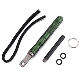 DOSMAMZ Waterproof Ferro Rod Fire Starter, Flint Steel Magnesium Rod EDC Gear, with Scraper Striker and an Extra Replaceable Threaded Flint Fire Steel Rod (Green)