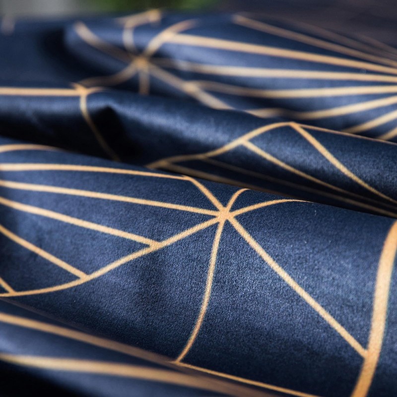 Bishilin Navy Blue Table Cloth, Dining Table Cover Gold Line