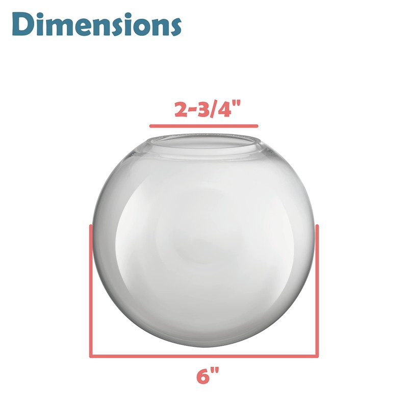 Aspen Creative 28005-60-1, 6" Clear Glass Globe, Neckless for Wall