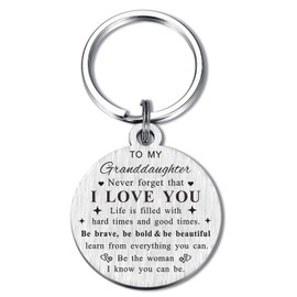 TANWIH Gifts for Granddaughter - Granddaughter Birthday Keychain - Granddaughter Graduation Christmas Key Chain from Grandpa Grandma