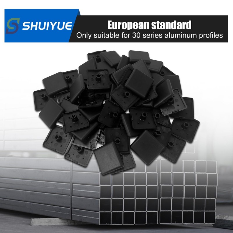 60 Pcs Standard Plastic Square Aluminum Extrusion End Cap, Plastic