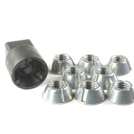 Trident Installation Tool + 8pc 3/8-16 Tri-Groove Tamper Proof Security Nuts Zamak5 #30
