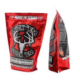 Lick Em Stick Em Deer Attractant | Natural Long-Lasting Powder for Year-Round Hunting and Wildlife Tracking | Nutrient-Rich Deer Lure | 4lb Bag | 6 Pack