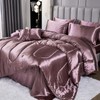 Satin Comforter Set with Sheet Set King Silk Like Satin
