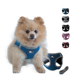 NEEZ Premium Harness for Cats and Small Dogs with Lead, Super Comfortable Cat Vest, Escape Proof and Breathable, Colour: Blue/Grey, Size: M