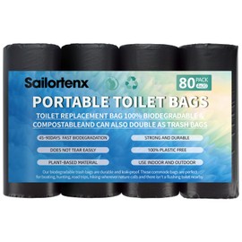 Sailortenx 80 Compostable Poop Bags: 8 Gallon, 5 Gallon Bucket & Outdoor Camping Disposable Biodegradable Waste Bags