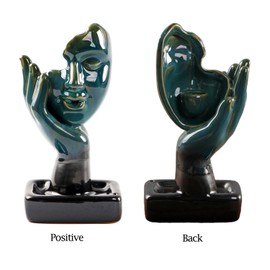 Waterfall Backflow Incense Burner, Statue Backflow Incense Sticks, Ceramic Incense Holder, Backflow Incense Holder for Meditation, Home, Zen, Yoga Room and Living Room Decor (Blue)