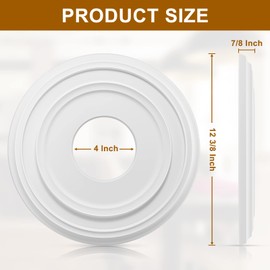 Canomo Split Ceiling Medallion Ceiling Light Medallion for Light Fixtures and Ceiling Fans, 12 3/8"OD x 3 7/8" ID, Matte White