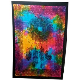 Purpledip Cotton Wall Poster Beach Throw 'Dreamcatcher': Bohemian Wall Hanging Tapestry (20028)