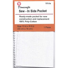 -Dimecrafts Sew-in Repair Side Pocket for Replacement of Trousers/Jeans 1-Count per Package (White)