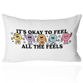 Counseling Office Must-Have 12x20'' Pillow Cover - 'It's Okay to Feel' Inspirational Quote Pillowcase - Mental Health Decor for Calming Corner Special Education Classroom- Ideal Gift for Teens Kids