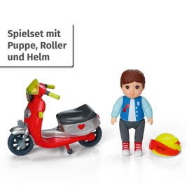 BABY born Mini Doll with Scooter, Playset Scooter, 7 cm Simon Doll with Scooter and Helmet, 906118, Zapf Creation