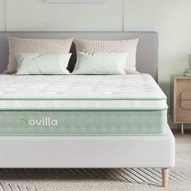 Novilla Twin Mattress, 10 Inch Hybrid Mattress in a Box, Gel Infused Memory Foam and Pocket Coils Innerspring for a Comfortable Sleep, Pillow Top Twin Size Mattress, Medium Firm