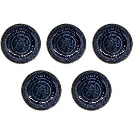 Ichikyu Mino Ware Small Plate, Diameter 5.5 inches (14 cm), Set of 5, Blue Ilabo, Made in Japan