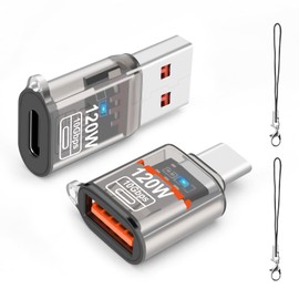 leizhan 120 W USB-A to USB-C OTG (2 Pack) for Fast Charging, Headphone Jack and Data Transfer, 3 in 1 - Transparent Black