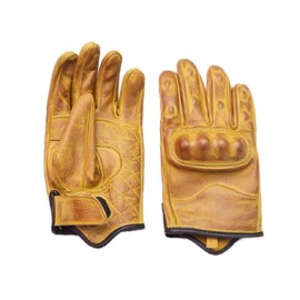 Genuine Leather Motorcycle Gloves, Racing Gloves Made with Genuine Sheep Skin Leather with Magic Closure Grip (X-Large, Yellow)