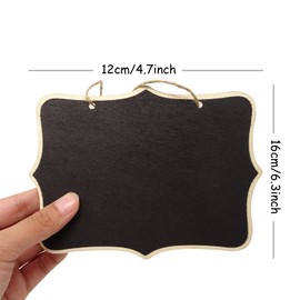 HONBAY 6PCS 16x12cm/6.3x4.7inch Mini Chalkboards Signs Hanging Wood Blackboard Double Sided Rectangle Message Board Signs for Weddings, Party Decoration, Garden, Restaurants, Shop, Kids Crafts,etc