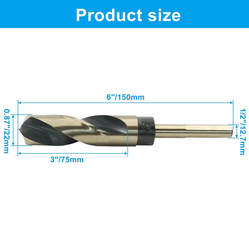 Bivethoi Reduced Shank Twist Drill Bits 22mm Black Nitride &