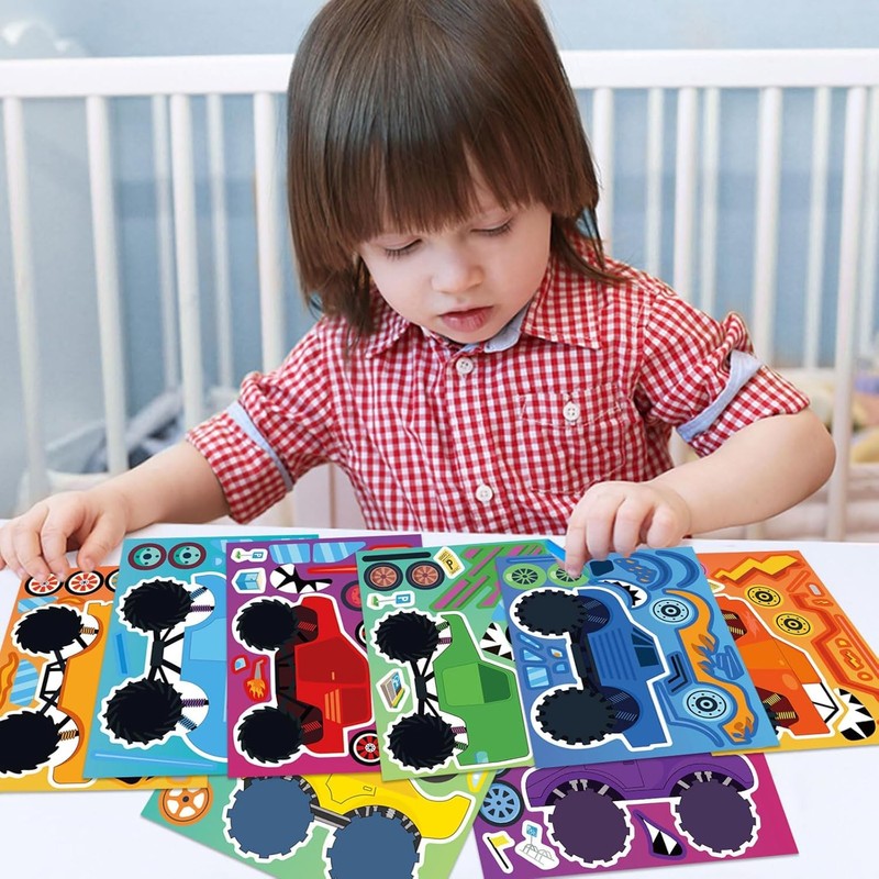 Cartoon Make a Face Stickers, 24 Pieces DIY Puzzle Stickers,