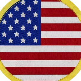 EmbTao US Circle American USA Round National Flag Patch Embroidered Badge Biker Applique Fastener Hook and Loop Emblem